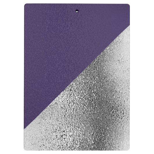 Elegant Custom Monogram Metallic Paars Silver Klembord (Achterkant)