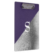 Elegant Custom Monogram Metallic Paars Silver Klembord (Rechts)