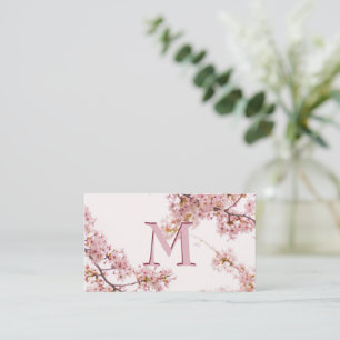 Elegant Custom Monogram Pink Visitekaartje