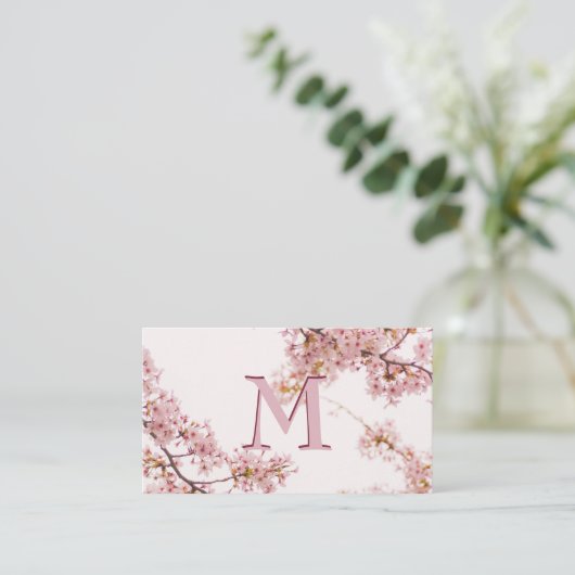 Elegant Custom Monogram Pink Visitekaartje (Staand voorkant)