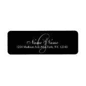 Elegant Custom Monogram Retouradres Label Zwart (Voorkant)