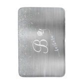 Elegant Custom Monogram Silver Sparkle Badmat (Voorkant Verticaal)