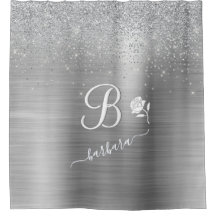Elegant Custom Monogram Silver Sparkle