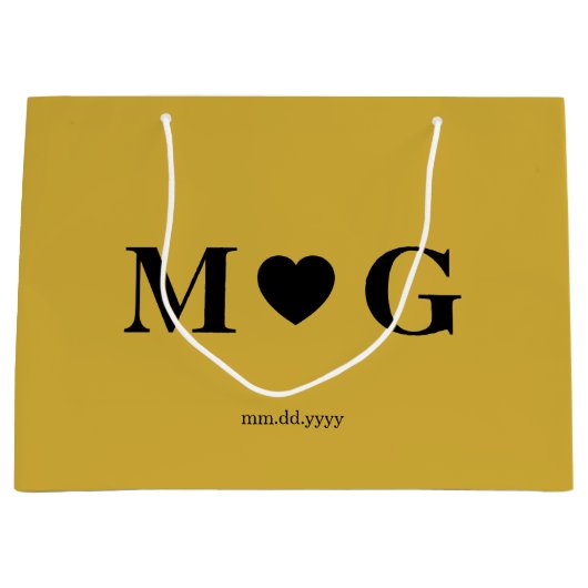 Elegant Custom Monogrammed Gift Bag for Couples Groot Cadeauzakje (Voorkant)