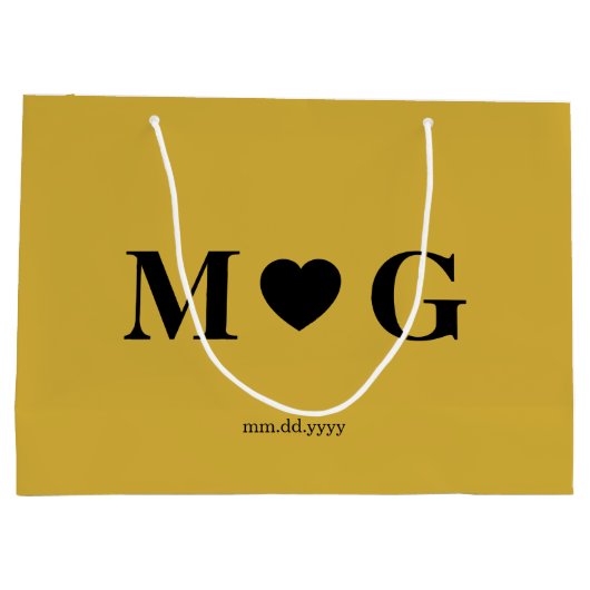 Elegant Custom Monogrammed Gift Bag for Couples Groot Cadeauzakje (Achterkant)
