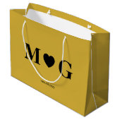 Elegant Custom Monogrammed Gift Bag for Couples Groot Cadeauzakje (Achterkant Gekanteld)