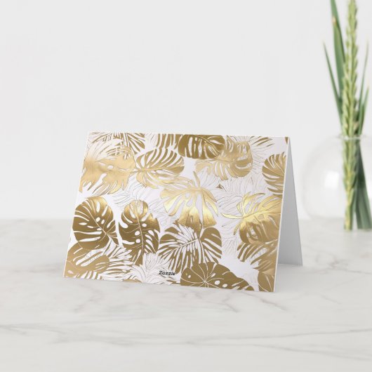 Elegant Custom Monstera Leaf Bruiloft Bedankkaart (Achterkant)