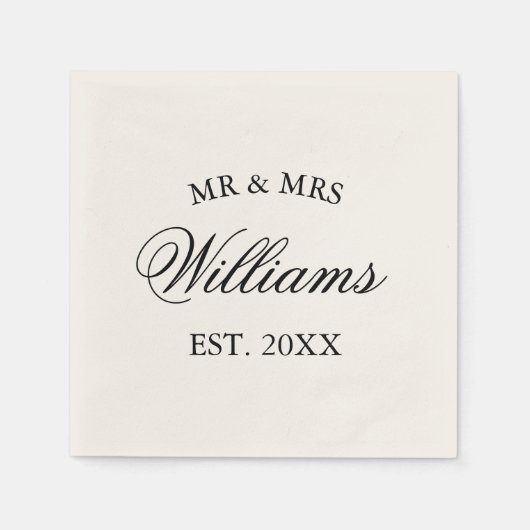 Elegant custom Mr Mrs Paper bruiloft party napkins Servet (Voorkant)