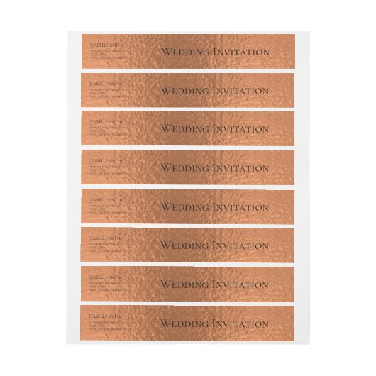 Elegant Custom Naam Adres Koper Folie Bruiloft Adreslabel Wikkel (Vel)