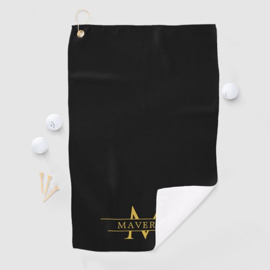 Elegant Custom Name and Initials Golf Towel Design Golfhanddoek (Insitu)