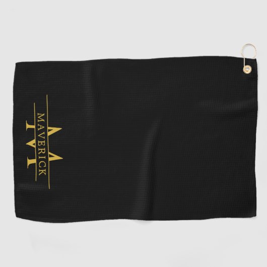 Elegant Custom Name and Initials Golf Towel Design Golfhanddoek (Horizontaal)