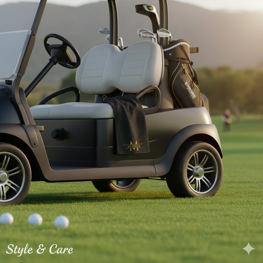 Elegant Custom Name and Initials Golf Towel Design Golfhanddoek