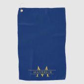 Elegant Custom Name and Initials Navy Blue Golfhanddoek (Voorkant)