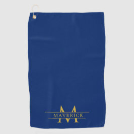Elegant Custom Name and Initials Navy Blue Golfhanddoek