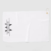 Elegant Custom Name and Initials White Golfhanddoek (Horizontaal)