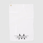 Elegant Custom Name and Initials White Golfhanddoek (Voorkant)