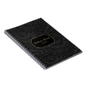 Elegant Custom Name Black Floral Pattern Notitieboek (Rechterzijde)
