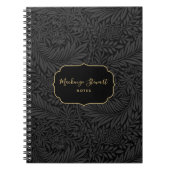 Elegant Custom Name Black Floral Pattern Notitieboek (Voorkant)