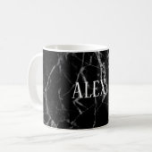 Elegant Custom Name Black Marble Stone Coffee Mok (Voorkant links)