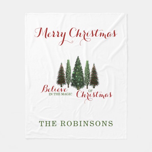 Elegant Custom Name kerstbomen Fleece Blanket Deken (Voorkant)