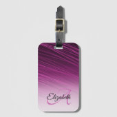 Elegant Custom Name Monogram Paars Ombre Streaks Bagagelabel (Voorkant (verticaal))