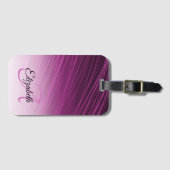Elegant Custom Name Monogram Paars Ombre Streaks Bagagelabel (Voorkant (horizontaal))