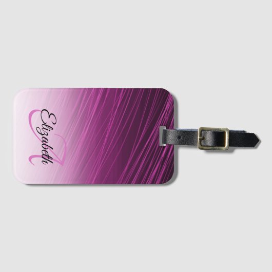 Elegant Custom Name Monogram Paars Ombre Streaks Bagagelabel (Voorkant (horizontaal))
