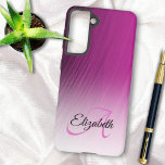 Elegant Custom Name Monogram Paars Ombre Streaks Samsung Galaxy Hoesje<br><div class="desc">Dit elegante ontwerp heeft een paarse ombre streak achtergrond met aangepaste naam en initiaal letter monogram. Personaliseer het hoesje in de tekstvelden met een naam en initiaal,  verwijder beide of een of bewerk het met het ontwerpgereedschap om een lettertypestijl,  -grootte en -kleur te selecteren die u wilt.</div>