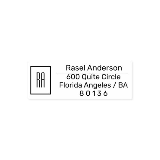 Elegant Custom Name & Monogram Zelfinktende Stempel (Design)