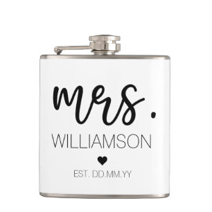 Elegant Custom Name Wedding New Couple Gift Heupfles