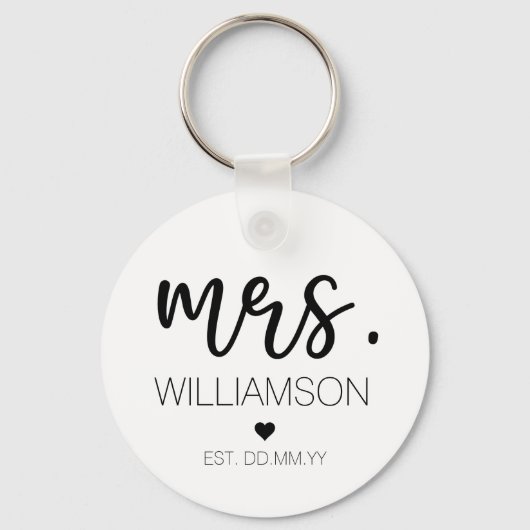 Elegant Custom Name Wedding New Couple Gift Sleutelhanger (Voorkant)