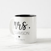 Elegant Custom Name Wedding New Couple Gift Tweekleurige Koffiemok (Voorkant links)