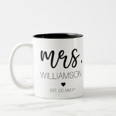 Elegant Custom Name Wedding New Couple Gift Tweekleurige Koffiemok (Links)