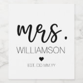 Elegant Custom Name Wedding New Couple Gift Wijn Etiket (Enkel label)