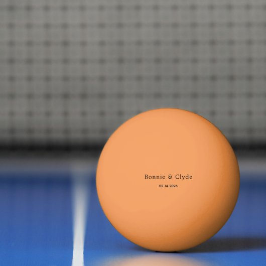 Elegant Custom Names and Date Orange Pingpongbal (Net)