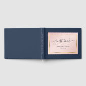 Elegant Custom Navy Blue Blush and Gold Wedding Gastenboek (Volledig)