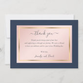 Elegant Custom Navy Blue Blush Gold Hartelijk dank Bedankkaart (Voorkant)