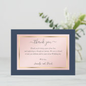 Elegant Custom Navy Blue Blush Gold Hartelijk dank Bedankkaart (Staand voorkant)