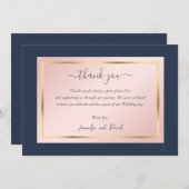 Elegant Custom Navy Blue Blush Gold Hartelijk dank Bedankkaart (Voorkant / Achterkant)