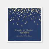 Elegant Custom NAVY BLUE Gold Confetti Wedding Servetten (Voorkant)