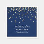 Elegant Custom NAVY BLUE Gold Confetti Wedding Servetten (Voorkant)