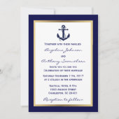 Elegant Custom Navy Blue Nautical Wedding Invites Kaart (Voorkant)