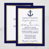 Elegant Custom Navy Blue Nautical Wedding Invites Kaart (Voorkant / Achterkant)