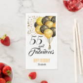 Elegant Custom Number Birthday Gold Confetti Black Servet (Insitu)