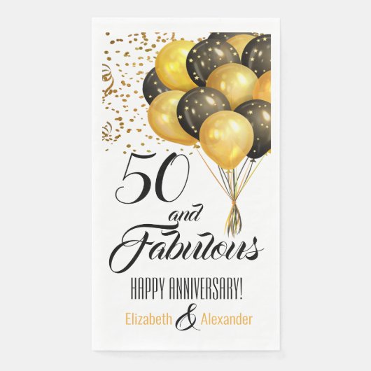 Elegant Custom Number en Celebration Gold Black Servet (Voorkant)