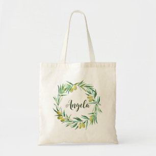 Elegant Custom Olive Boho Tuin Bruidsmeisje Tote Bag