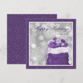 Elegant Custom Paars Snow Happy Holiday-kaarten Feestdagenkaart (Voorkant / Achterkant)
