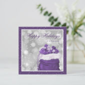 Elegant Custom Paars Snow Happy Holiday-kaarten Feestdagenkaart (Staand voorkant)