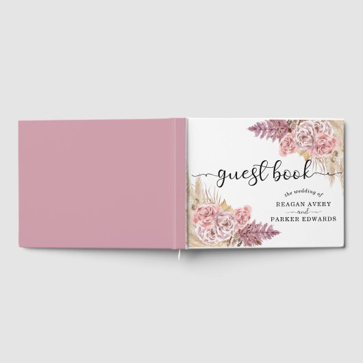 Elegant Custom Pampas Grass Bloemen Bruiloft Gastenboek (Volledig)