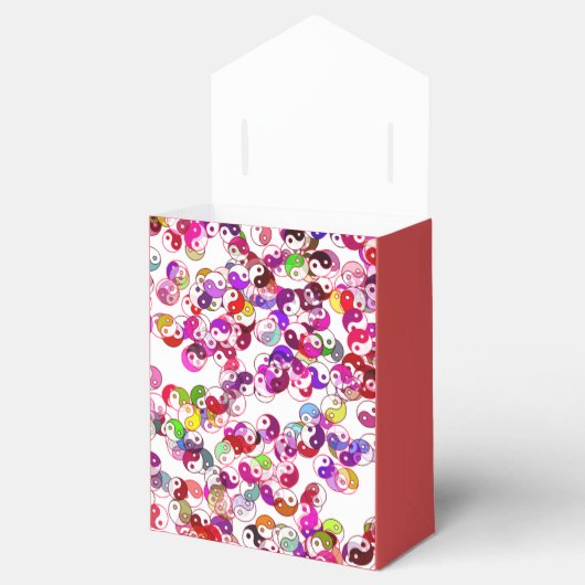 Elegant Custom Peach Monogram Gold Yin Yang Bedankdoosjes (Geopend)